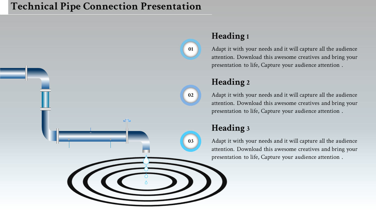 PowerPoint pipeline template-pipe connection-presentation-3-blue